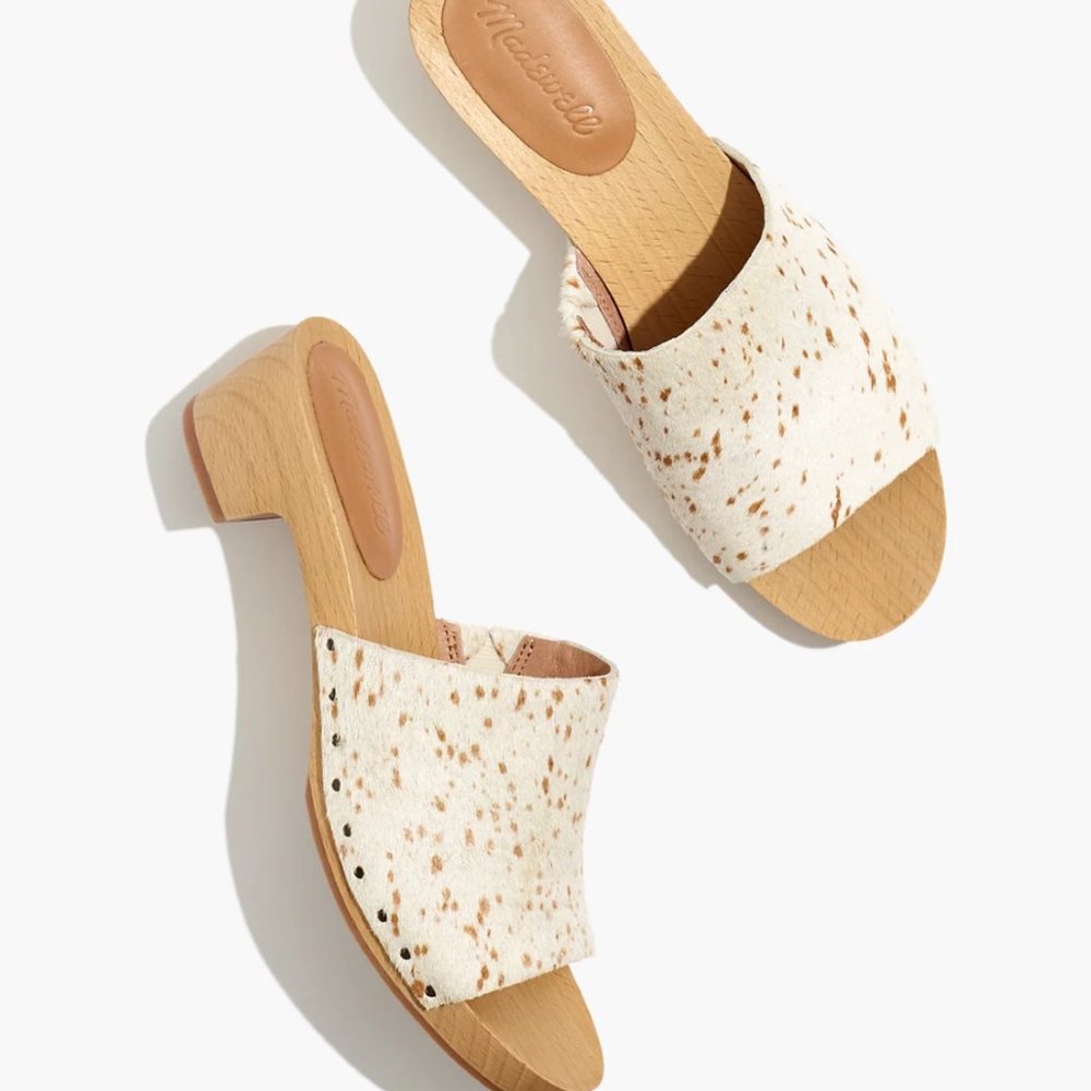 The Evelyn Slide Clog in Spotted Calf Hair NWT
